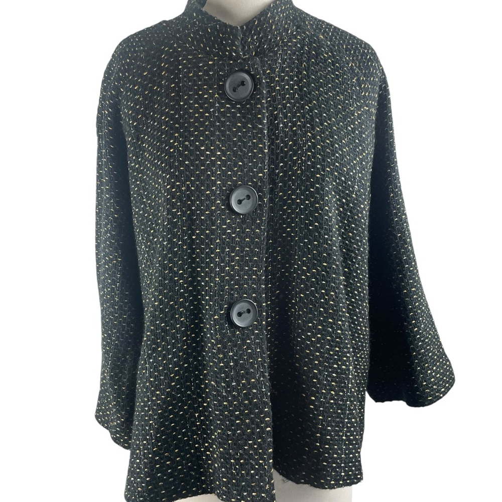 JM Collection‎ Elegant Black and Gold Textured Jacket, Size Petite XL